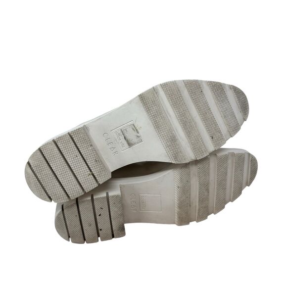 Dolce Vita CLEAR Linza Ivory Leather Chelsea Ankle Booties Chunky Y2K Womens 10 - Picture 5 of 8